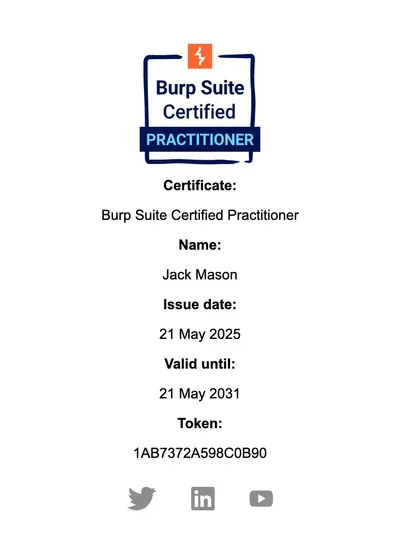 Burp Suite Certified Practitioner Certificate